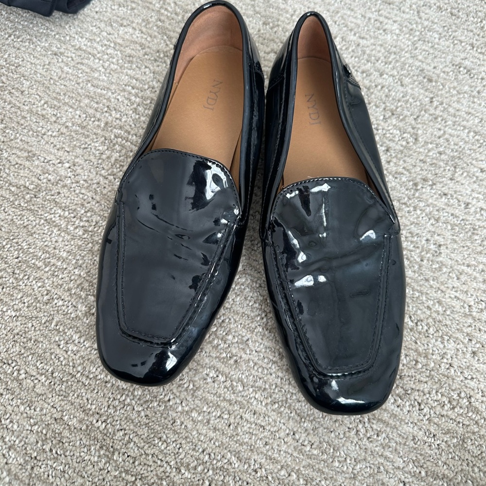 NYDJ Black patent leather loafers, 7.5